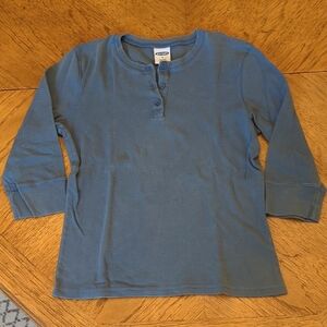 90s/Y2K Old Navy Dusty Blue 3/4 Length Sleeve Henley Tee